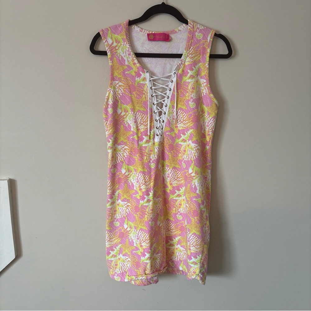 Macbeth Collection by Margaret Josephs Lace-Up Mini Dress, Size L - Picture 2 of 8